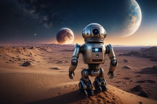 robot in space,alien planet,spacesuit,planet mars,red planet,martian,mission to mars,desert planet,space suit,astronaut,space-suit,lost in space,sci fi,space art,digital compositing,exoplanet,scifi,earth rise,extraterrestrial life,alien world,Photography,General,Commercial