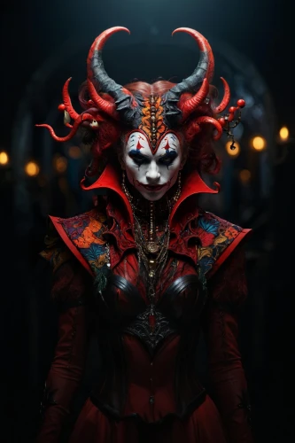 devil,krampus,evil woman,the enchantress,queen of hearts,jester,masquerade,sorceress,darth talon,vampire woman,spawn,horned,huntress,the devil,voodoo woman,the witch,dark art,vampire lady,fantasia,pagan