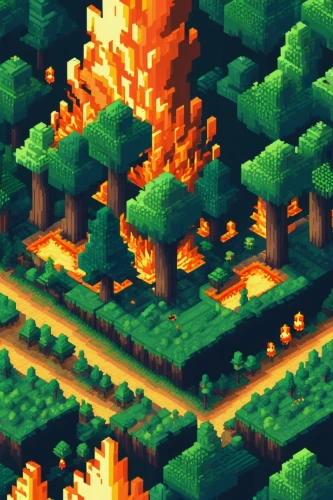 forest fire,forests,lava,lava cave,mushroom landscape,burned land,autumn forest,isometric,fire mountain,fire land,the forests,forest,tileable,forest fires,lava river,scorched earth,burning tree trunk,forest glade,forest floor,wildfire,Unique,Pixel,Pixel 01