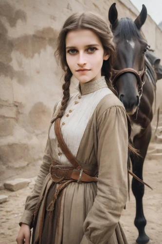 horse herder,buckskin,horseback,girl in a historic way,equestrian,horse kid,horse trainer,horse harness,brown horse,horseback riding,warm-blooded mare,western film,woman of straw,miss circassian,horse looks,arabian,western riding,horse riders,bridle,riding lessons,Photography,Realistic