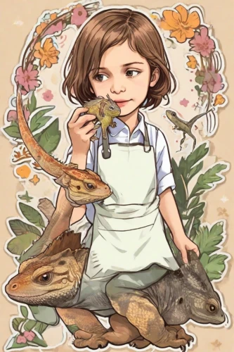 kate greenaway,autumn icon,woodland salamander,fairy tale icons,fairy tale character,coffee tea illustration,girl with bread-and-butter,reptiles,blue-tongued skink,hojicha,spring salamander,mulberry family,zookeeper,arrowroot family,acorns,illustration,cinnamon girl,chestnut animal,red tailed boa,matsutake,Digital Art,Sticker