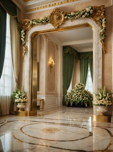 floral decorations,royal interior,bridal suite,interior decor,emirates palace hotel,ornate room,interior decoration,ballroom,entrance hall,wedding decoration,marble palace,neoclassical,floral arrangement,grand hotel,lobby,wedding decorations,venetian hotel,decor,monte carlo,crown palace,Photography,General,Cinematic