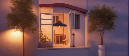 window with shutters,facade lantern,3d rendering,house silhouette,exterior decoration,render,dormer window,bedroom window,3d render,sky apartment,small house,model house,block balcony,house painting,balcony,french windows,riad,balcony garden,window front,an apartment,Photography,General,Realistic