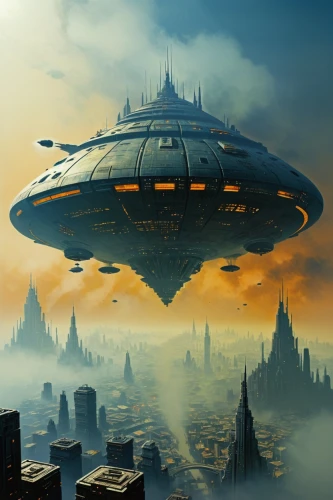 airships,airship,sci fiction illustration,alien ship,ufo intercept,futuristic landscape,air ship,sci fi,extraterrestrial life,science fiction,flying saucer,sci-fi,sci - fi,ufo,scifi,sky space concept,futuristic architecture,science-fiction,space ship,starship,Conceptual Art,Sci-Fi,Sci-Fi 08