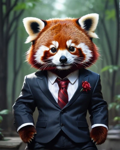 red panda,suit actor,suit,businessman,conker,groom,business man,raccoon,ceo,formal guy,red tie,furta,businessperson,executive,mozilla,fox,north american raccoon,mayor,child fox,business,Conceptual Art,Daily,Daily 01