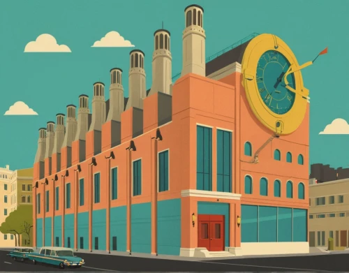 sewing factory,brewery,valley mills,industrial building,donut illustration,bond stores,newcastle brown ale,alabama theatre,old cinema,movie palace,old factory building,memphis shapes,printing house,cheese factory,ohio theatre,flour mill,atlas theatre,wild west hotel,multistoreyed,store fronts,Illustration,Vector,Vector 05