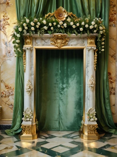 rococo,wedding decoration,corinthian order,stage curtain,damask background,neoclassical,interior decor,wedding decorations,altar of the fatherland,interior decoration,royal interior,decorative frame,floral decorations,versailles,theater curtain,theatre curtains,chiavari chair,gold stucco frame,the throne,mantle,Photography,General,Fantasy