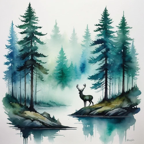 deer illustration,watercolor background,deer drawing,forest background,watercolor painting,watercolor,elk,foggy forest,forest landscape,caribou,stag,watercolor pine tree,forest animal,forests,deer,deer silhouette,deer in tears,watercolor paint,bambi,wilderness,Photography,Artistic Photography,Artistic Photography 12