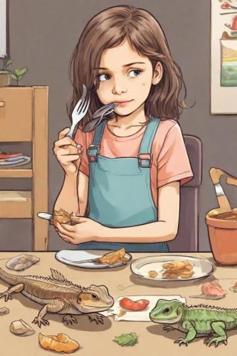 girl in the kitchen,cooking book cover,food and cooking,cutting vegetables,cooking spoon,cute cartoon image,kids illustration,eco-friendly cutlery,cooking vegetables,making food,korean cuisine,studio ghibli,cookery,cooking,game illustration,food preparation,girl with bread-and-butter,cutlery,cooking show,naengmyeon,Digital Art,Sticker