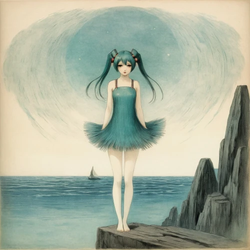 the sea maid,hatsune miku,watery heart,blue hawaii,cosmos wind,the wind from the sea,sea night,sea breeze,rusalka,water-the sword lily,vocaloid,mermaid background,blue sea,beach moonflower,alice,sea-shore,the endless sea,blue moon rose,bottlenose,sea,Illustration,Black and White,Black and White 23