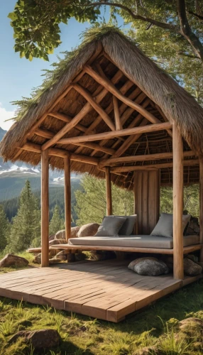 tree house hotel,canopy bed,tree house,cabana,eco hotel,straw hut,wooden roof,treehouse,roof tent,wooden hut,the cabin in the mountains,wooden sauna,timber house,airbnb,summer house,roof landscape,chalet,outdoor furniture,tropical house,stilt house,Photography,General,Realistic
