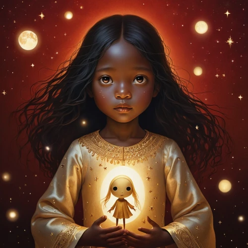 mystical portrait of a girl,girl praying,meditation,fantasy portrait,illuminate,star mother,yogananda,child portrait,the little girl,gemini,digital painting,kids illustration,zodiac sign libra,rosa ' amber cover,golden heart,meditate,luminous,golden crown,world digital painting,moana,Photography,General,Realistic