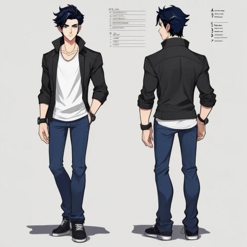 male character,anime japanese clothing,jeans pattern,main character,blue-collar worker,male poses for drawing,stylish boy,a uniform,school uniform,anime cartoon,yukio,school clothes,navy blue,men clothes,police uniforms,anime boy,sports uniform,baseball uniform,jeans background,tall man,Unique,Design,Character Design