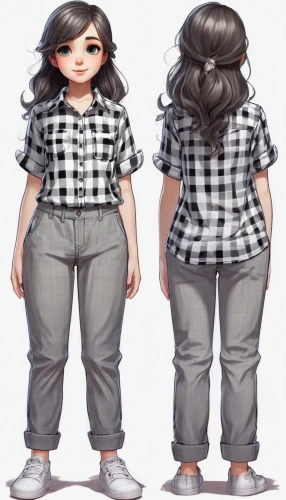 gingham,sewing pattern girls,pajamas,cute clothes,sweatpant,plus-size,checkered,girl in overalls,light plaid,women's clothing,fashionable clothes,ladies clothes,horizontal stripes,plus-size model,clothes,overalls,fashionable girl,fashion vector,school clothes,pjs,Unique,Design,Character Design