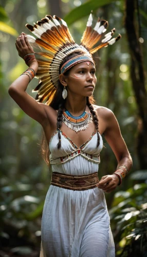 pachamama,warrior woman,indigenous culture,indian headdress,headdress,polynesian girl,shamanic,indigenous,tribal chief,native american,feather headdress,aborigine,american indian,tribal,shamanism,amazonian oils,paraguayian guarani,polynesian,aboriginal culture,hula,Photography,General,Cinematic