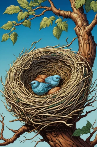 robin's nest,baby bluebirds,bird nest,bird's nest,spring nest,nest,bird nests,tree's nest,nesting place,nest easter,easter nest,nestling,nesting,broken egg,charcoal nest,twitter bird,nest building,bird's egg,blue eggs,twitter logo,Illustration,Japanese style,Japanese Style 07