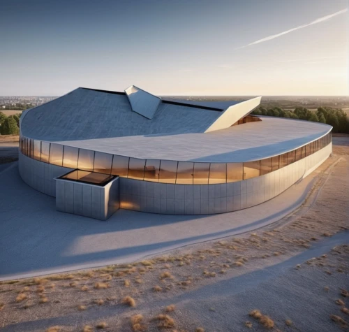 futuristic art museum,dead sea scrolls,dunes house,futuristic architecture,qasr azraq,admer dune,archidaily,planetarium,mercedes museum,3d rendering,dune ridge,chancellery,dolphinarium,tempodrom,solar cell base,dead sea scroll,ozeaneum,the ark,olympia ski stadium,modern architecture,Photography,General,Realistic