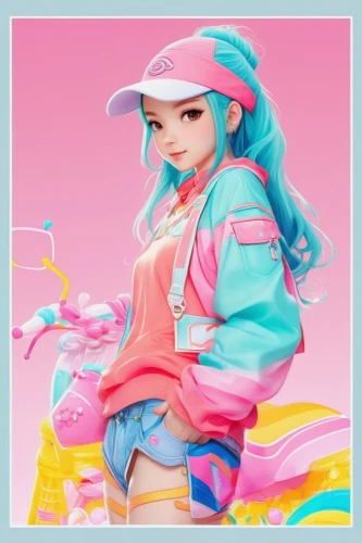 candy island girl,cones-milk star,dolphin-afalina,harajuku,pastel colors,diamond-heart,fashion vector,soft pastel,capsule-diet pill,fashion girl,pastel,cyan,fashionable girl,tiktok icon,sugar candy,80's design,rockabella,fashion doll,stylized macaron,ipê-rosa,Illustration,Japanese style,Japanese Style 02