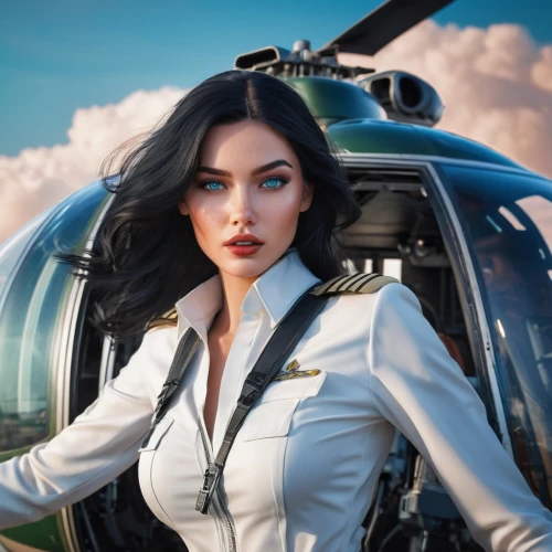 helicopter pilot,helicopter,helicopters,action-adventure game,flight attendant,rotorcraft,eurocopter,female doctor,glider pilot,diamond da42,pilot,femme fatale,lady medic,game art,dodge la femme,spy,samara,fallout4,helipad,game illustration,Conceptual Art,Daily,Daily 32