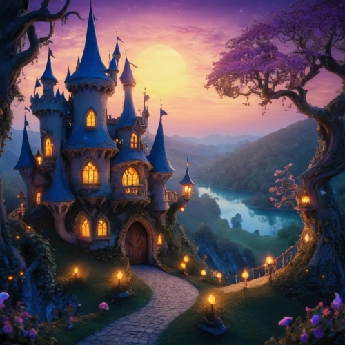 fairy tale castle,fairytale castle,fairy tale,a fairy tale,fairy village,fairy world,fairytale,children's fairy tale,fantasy world,fantasy picture,fantasy landscape,witch's house,fairy tales,fairy house,rapunzel,disneyland park,fantasy city,enchanted,fairytales,3d fantasy,Illustration,Realistic Fantasy,Realistic Fantasy 02