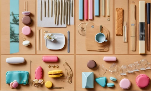 clay packaging,macaron pattern,macarons,cake decorating supply,stylized macaron,palette,baking tools,macaroons,ice cream icons,assortment,cosmetics,pharmacy,lego pastel,confiserie,food collage,flat lay,macaron,wooden toys,craft products,women's cosmetics,Unique,Design,Knolling