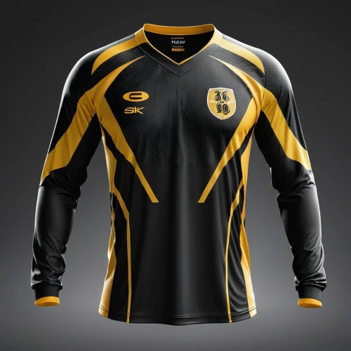 sports jersey,sports uniform,martial arts uniform,long-sleeve,maillot,bicycle jersey,a uniform,uniforms,long-sleeved t-shirt,uniform,sports gear,cycle polo,black yellow,rugby short,apparel,active shirt,dry suit,ordered,gold foil 2020,football gear,Photography,General,Realistic