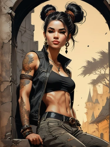 female warrior,rosa ' amber cover,mulan,fantasy portrait,lara,katana,warrior woman,sci fiction illustration,jaya,swordswoman,heroic fantasy,fantasy art,croft,world digital painting,dwarf sundheim,xing yi quan,fantasy warrior,dragon li,huntress,tattoo girl,Illustration,Realistic Fantasy,Realistic Fantasy 22