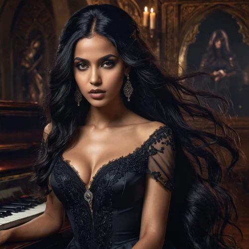 piano,pianist,veena,indian celebrity,gothic portrait,piano player,east indian,concerto for piano,pooja,indian,piano lesson,the piano,kamini,harpist,indian woman,anushka shetty,victoria,gothic woman,iris on piano,enchanting,Conceptual Art,Fantasy,Fantasy 34