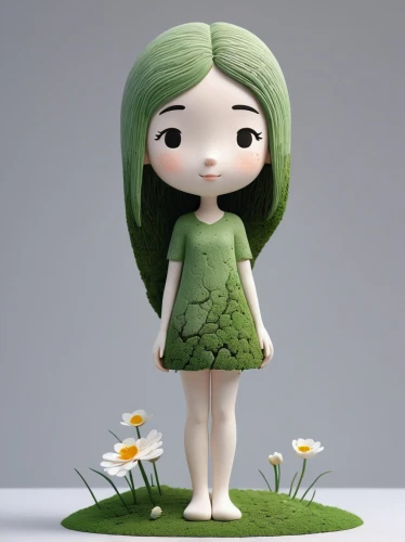 dahlia white-green,girl in flowers,japanese anemone,maiden anemone,lily of the field,clay animation,marie leaf,garden anemone,summer anemone,anemone honorine jobert,flower girl,lily pad,clay doll,clover flower,a girl in a dress,cartoon flowers,tall field buttercup,daisy flower,perennial daisy,clover blossom,Unique,3D,3D Character