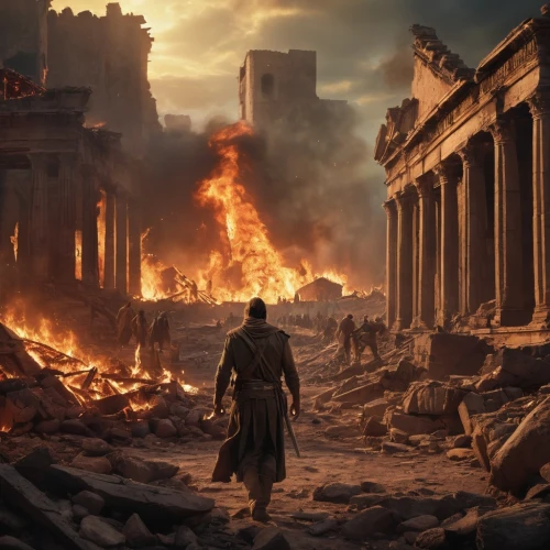 rome 2,destroyed city,hall of the fallen,pompeii,ancient rome,kings landing,apocalyptic,elaeis,pillar of fire,the ruins of the,apocalypse,theater of war,constantinople,the ancient world,roman history,burning earth,the conflagration,scorched earth,ancient city,city in flames,Photography,General,Cinematic