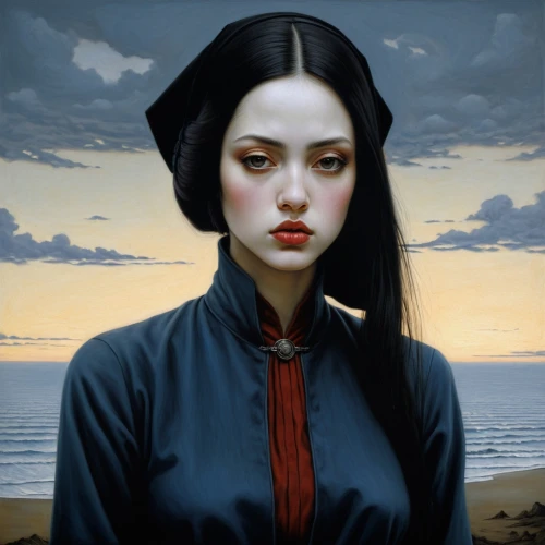 gothic portrait,girl on the dune,mystical portrait of a girl,vampire woman,portrait of a girl,gothic woman,goth woman,fantasy portrait,romantic portrait,vampire lady,young woman,victorian lady,geisha girl,han thom,the sea maid,girl portrait,portrait of a woman,geisha,selanee henderon,vampira,Illustration,Realistic Fantasy,Realistic Fantasy 07