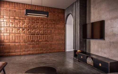 patterned wood decoration,wooden wall,room divider,contemporary decor,wall panel,corten steel,lecture room,recreation room,dark cabinetry,search interior solutions,tile kitchen,bronze wall,modern decor,interior decoration,tv cabinet,mid century modern,tiled wall,music chest,sideboard,cabinetry,Photography,General,Realistic