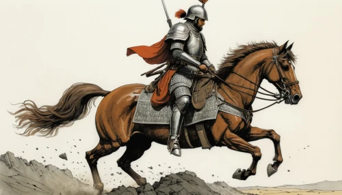 don quixote,cavalry,horseman,crusader,cuirass,horseback,equestrian helmet,joan of arc,conquistador,bronze horseman,carthusian,jousting,bactrian,genghis khan,knight,man and horses,endurance riding,a white horse,horse herder,st george,Illustration,Japanese style,Japanese Style 08