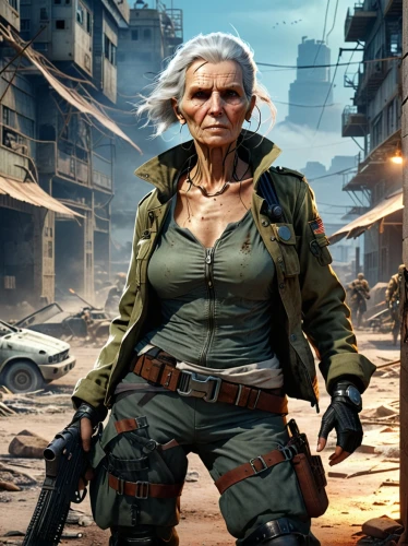 grandmother,old woman,woman holding gun,2080ti graphics card,grandma,kosmea,granny,elderly lady,elderly person,game art,mercenary,post apocalyptic,cable,2080 graphics card,grama,samara,massively multiplayer online role-playing game,female doctor,background image,witcher,Photography,General,Realistic