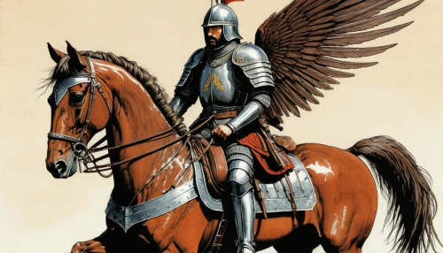 cavalry,crusader,joan of arc,mounted police,equestrian helmet,cuirass,pickelhaube,bactrian,pegaso iberia,pegasus,the archangel,griffon bruxellois,knight,knight armor,the roman centurion,armored animal,archangel,imperial eagle,horseman,thracian,Illustration,Japanese style,Japanese Style 08