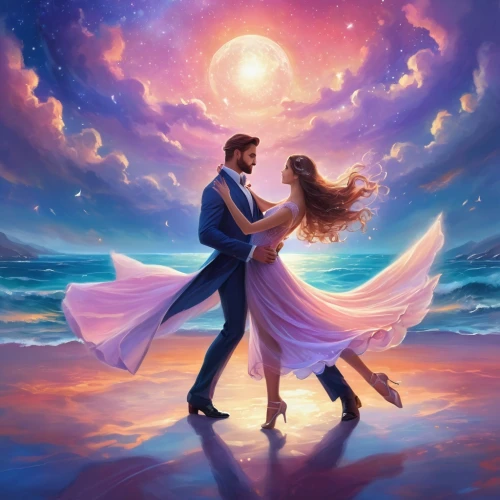 ballroom dance,latin dance,dancing couple,waltz,honeymoon,fantasy picture,salsa dance,valse music,flightless bird,love in air,dancesport,romantic portrait,romantic scene,constellation swan,flying heart,mermaid background,romance novel,the wind from the sea,dance with canvases,ice dancing,Illustration,Realistic Fantasy,Realistic Fantasy 01