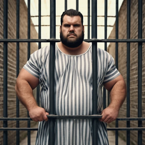 chainlink,prisoner,strongman,prison,kingpin,sumo wrestler,dwarf sundheim,lineman,a free man,greek,bouncer,angry man,arbitrary confinement,henchman,friar,greek in a circle,brute,plus-size model,defensive tackle,criminal,Photography,General,Realistic