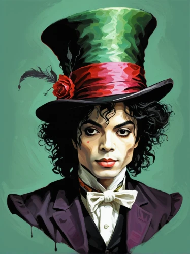 michael joseph jackson,hatter,the king of pop,michael jackson,ringmaster,michael,top hat,joker,smooth criminal,edit icon,prince,greed,magician,ledger,entertainer,sylvester,musicplayer,gentleman icons,vector image,pied piper,Illustration,Black and White,Black and White 02