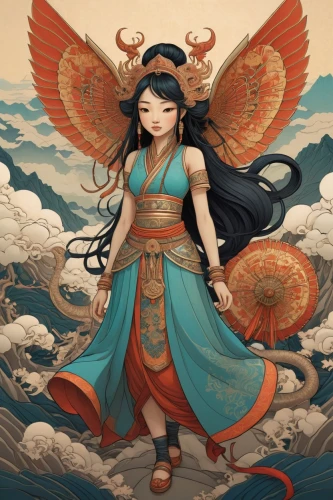 oriental princess,oriental painting,oriental girl,chinese art,flying girl,oriental,mulan,zodiac sign libra,japanese art,dragon li,geisha girl,wind warrior,the zodiac sign pisces,lotus blossom,geisha,tiger lily,chinese dragon,zodiac sign gemini,kitsune,chinese horoscope,Illustration,Japanese style,Japanese Style 15