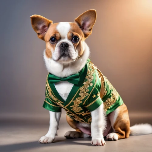 dog photography,saint patrick,animals play dress-up,teddy roosevelt terrier,sporting lucas terrier,dog-photography,welsh corgi cardigan,boston terrier,the french bulldog,king charles spaniel,french bulldog,appenzeller sennenhund,chinese imperial dog,pet vitamins & supplements,st paddy's day,green jacket,old english terrier,formal attire,saint patrick's day,corgi-chihuahua,Photography,General,Realistic