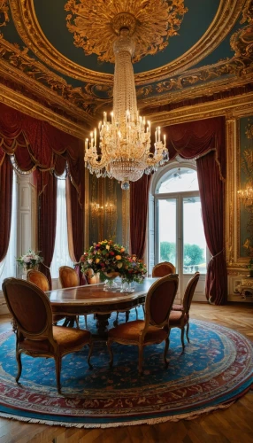 breakfast room,ornate room,napoleon iii style,dining room,chateau margaux,great room,danish room,royal interior,billiard room,villa cortine palace,villa d'este,stately home,dining room table,luxury home interior,luxury property,sitting room,villa balbianello,china cabinet,interior decor,official residence,Photography,General,Fantasy