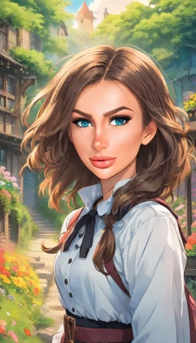 game illustration,portrait background,fantasy portrait,vanessa (butterfly),oktoberfest background,girl in the garden,girl in a historic way,the girl's face,fairy tale character,world digital painting,rosa ' amber cover,natural cosmetic,nora,android game,girl picking flowers,french digital background,free land-rose,elza,marguerite,librarian,Digital Art,Anime