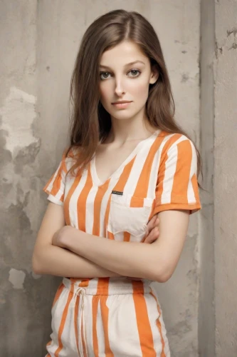 orange,striped background,girl in t-shirt,young woman,portrait background,ammo,female model,orange color,girl in a historic way,beautiful young woman,photo session in torn clothes,women clothes,girl in cloth,pretty young woman,girl in overalls,teen,girl in a long,girl in a long dress,girl with cloth,portrait of a girl