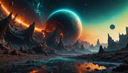 alien planet,alien world,fire planet,space art,fantasy landscape,ice planet,planet eart,exoplanet,futuristic landscape,lunar landscape,planet alien sky,gas planet,fantasy picture,terraforming,fantasy art,planets,planet,fractal environment,3d fantasy,sci fiction illustration,Photography,General,Fantasy