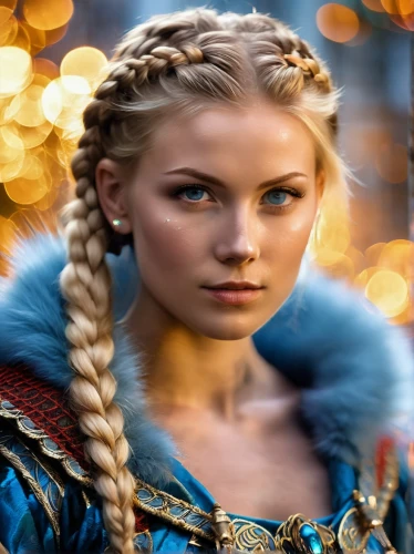 elsa,celtic queen,fantasy portrait,fantasy woman,suit of the snow maiden,winterblueher,female warrior,the snow queen,violet head elf,nordic,fantasy picture,game of thrones,heroic fantasy,ice queen,elven,aurora,ice princess,male elf,fantasy art,fairy tale character,Photography,General,Realistic