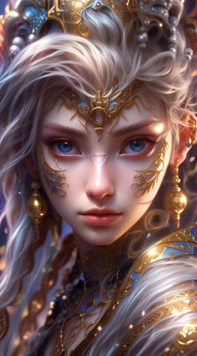 the snow queen,fantasy portrait,golden crown,elsa,fantasy art,ice queen,lux,zodiac sign libra,violet head elf,mystical portrait of a girl,priestess,elven,the enchantress,gold crown,golden eyes,white rose snow queen,elza,fantasy woman,medusa,elf