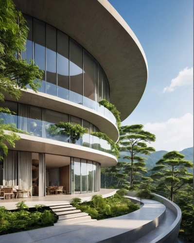 futuristic architecture,modern architecture,modern house,japanese architecture,futuristic landscape,chinese architecture,roof landscape,luxury property,contemporary,feng shui golf course,dunes house,zen garden,japanese zen garden,terraces,archidaily,3d rendering,asian architecture,eco-construction,futuristic art museum,sky space concept,Photography,General,Realistic
