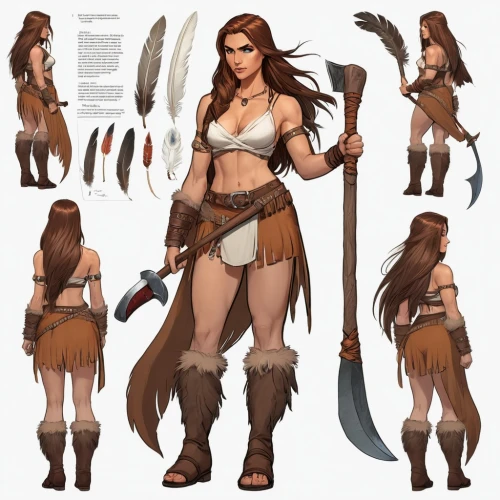 female warrior,warrior woman,neolithic,prehistory,barbarian,polynesian girl,cave girl,tribal arrows,hawk feather,native american,bow and arrows,american indian,buckskin,cherokee,huntress,concept art,tribal chief,druid,arrowheads,gryphon,Unique,Design,Character Design