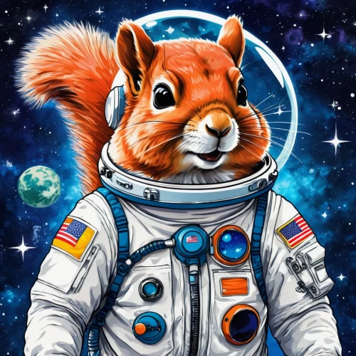 squirell,atlas squirrel,the squirrel,eurasian red squirrel,red squirrel,mozilla,cosmonaut,squirrel,douglas' squirrel,spacefill,cosmonautics day,space-suit,astronaut,spacescraft,space,spaceman,firefox,background image,astro,twitch icon,Illustration,Japanese style,Japanese Style 04