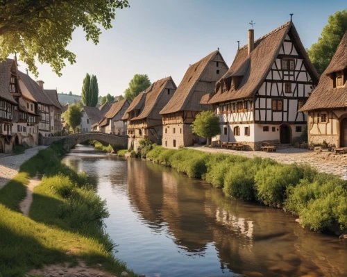 medieval town,knight village,colmar,half-timbered houses,alsace,moret-sur-loing,escher village,strasbourg,colmar city,wooden houses,bamberg,medieval architecture,wissembourg,medieval,dordogne,muenster,nuremberg,thun,medieval street,normandy,Photography,General,Realistic